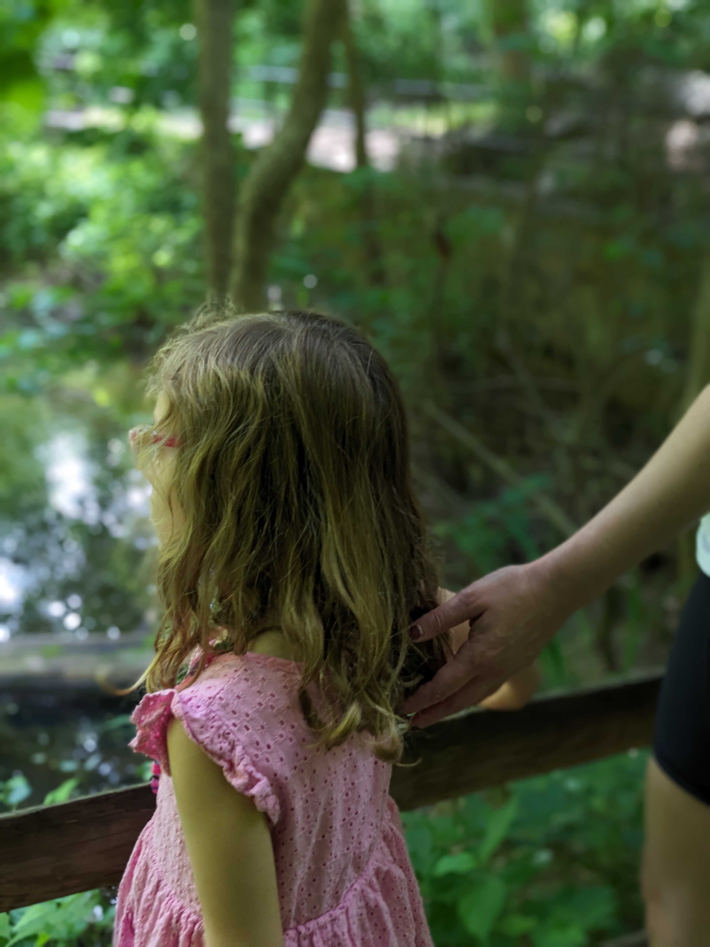 girl looking out over the pond
